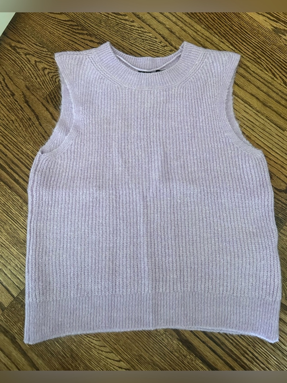 Sleeveless Ribbed Knit Lavender Sweater